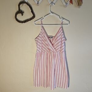 SHEIN Pink and White Striped Mini Dress